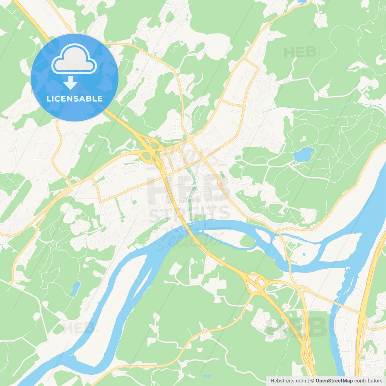 Kungalv, Sweden Vector Map - Classic Colors