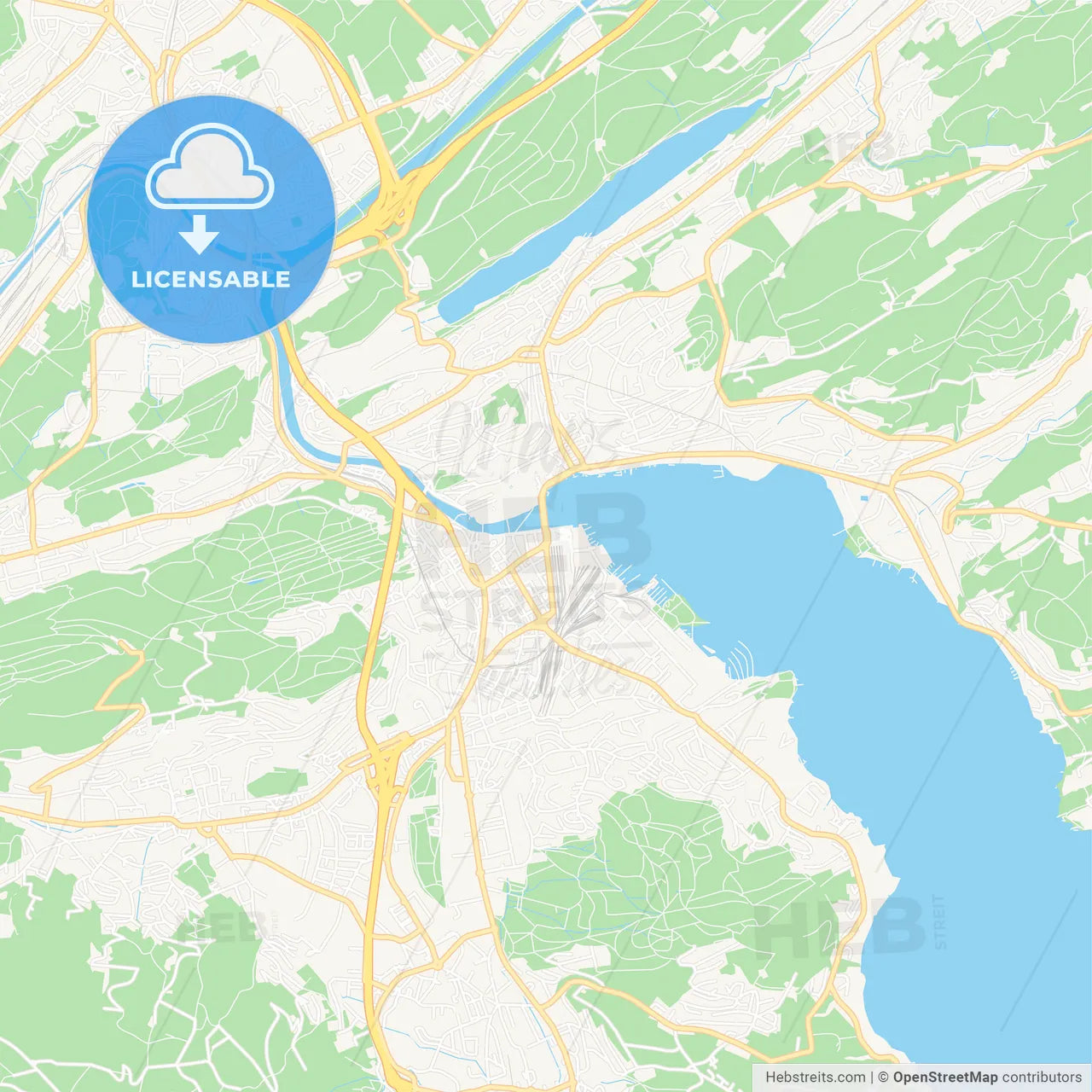 Lucerne, Switzerland Vector Map - Classic Colors