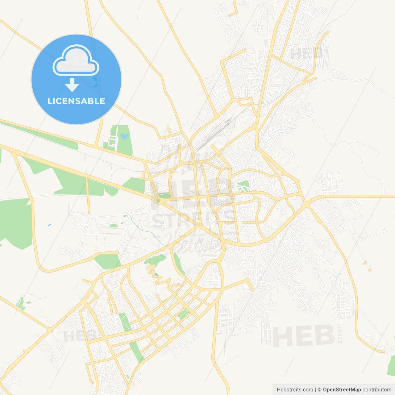 Erzurum, Turkey Vector Map - Classic Colors