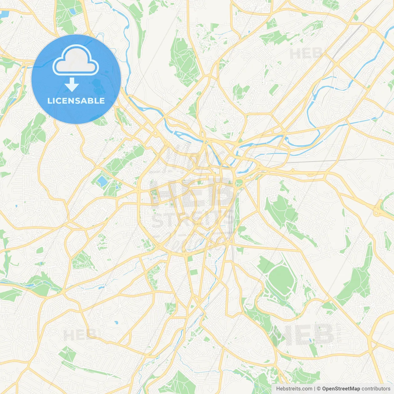 Sheffield, England Vector Map - Classic Colors