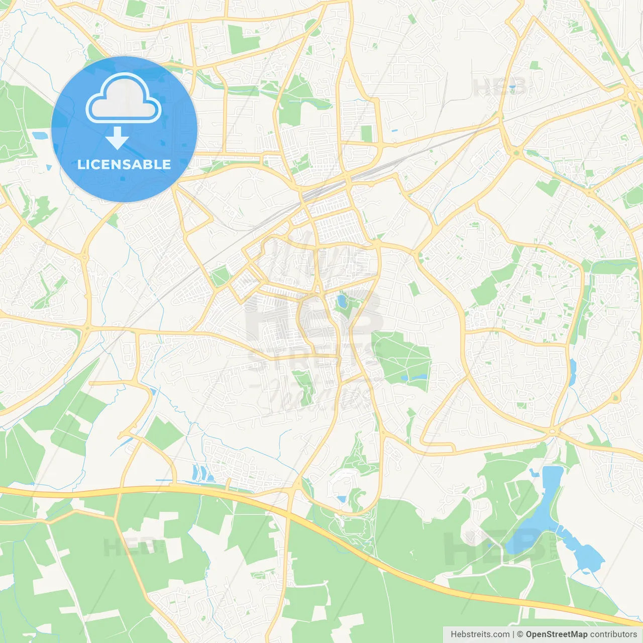 Swindon, England Vector Map - Classic Colors