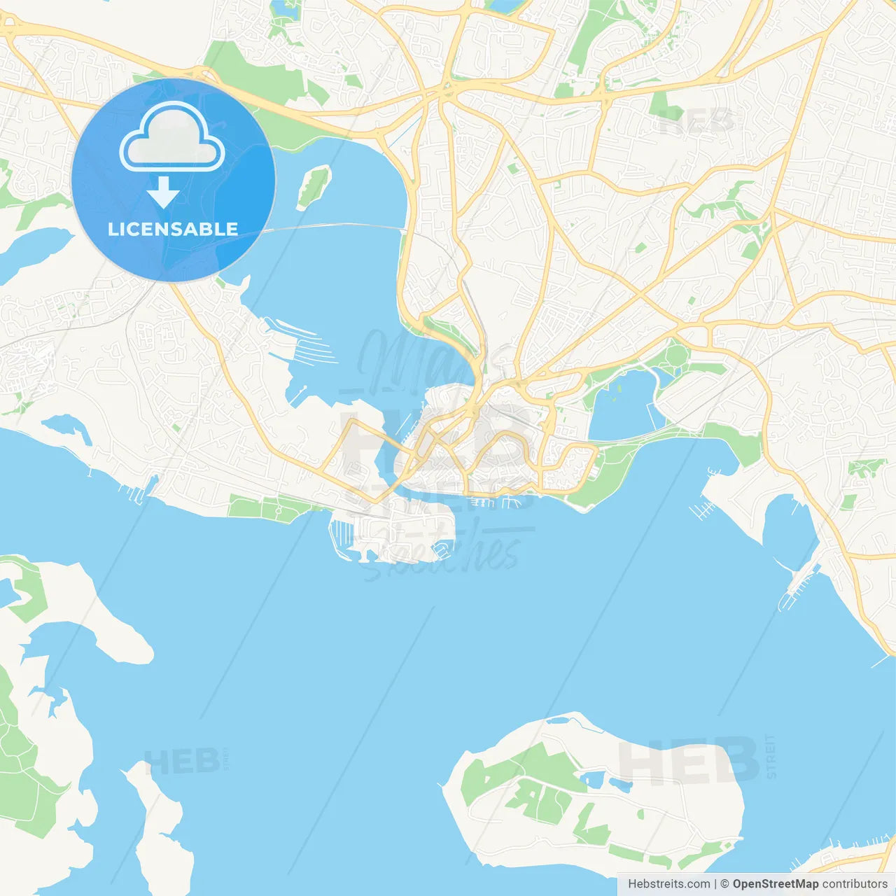 Poole, England Vector Map - Classic Colors