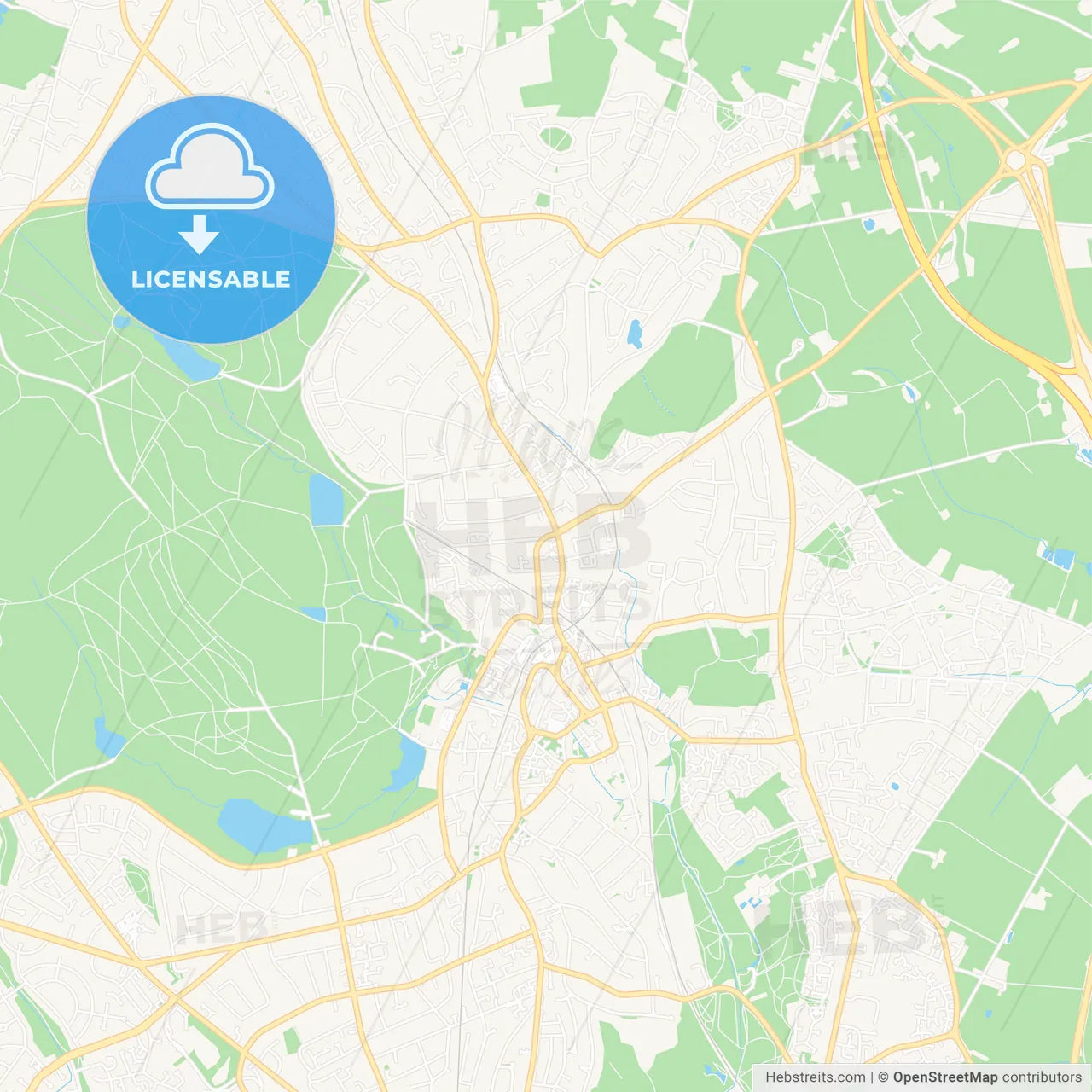 Sutton Coldfield, England Vector Map - Classic Colors