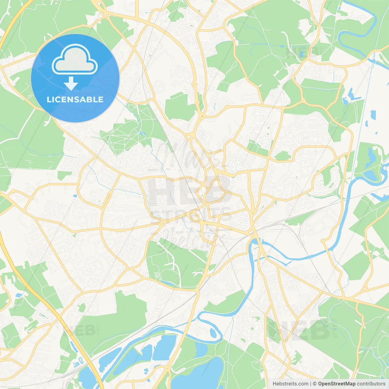 Wakefield, England Vector Map - Classic Colors