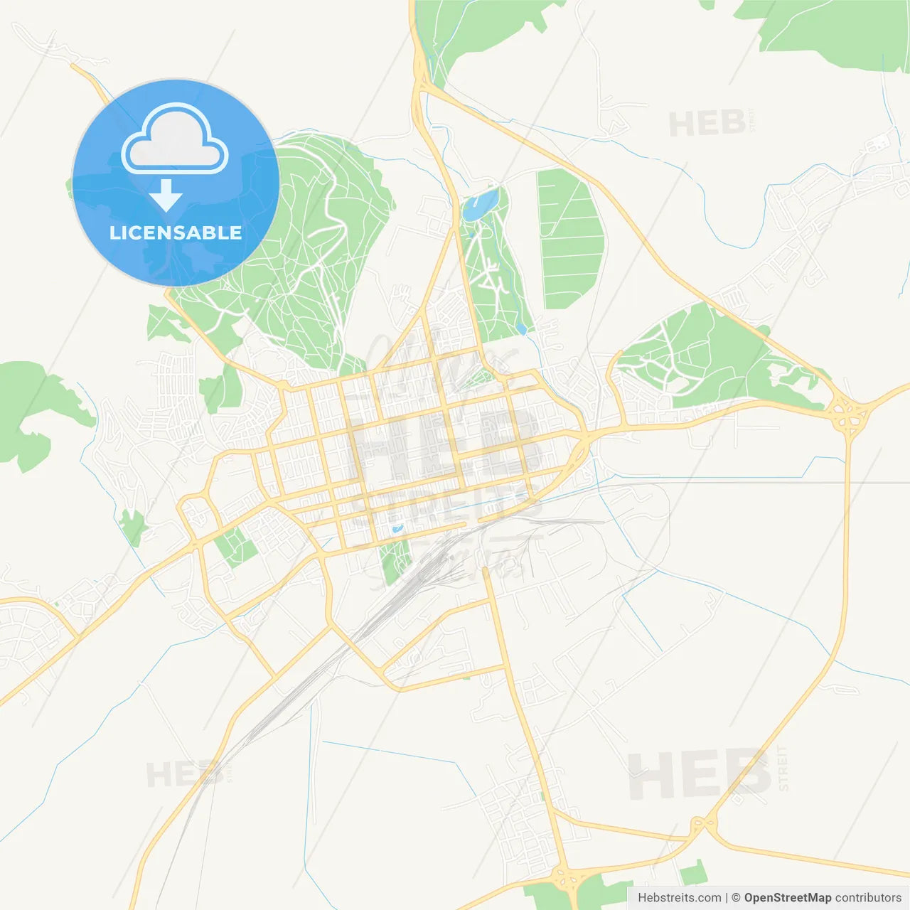 Stara Zagora, Bulgaria Vector Map - Classic Colors