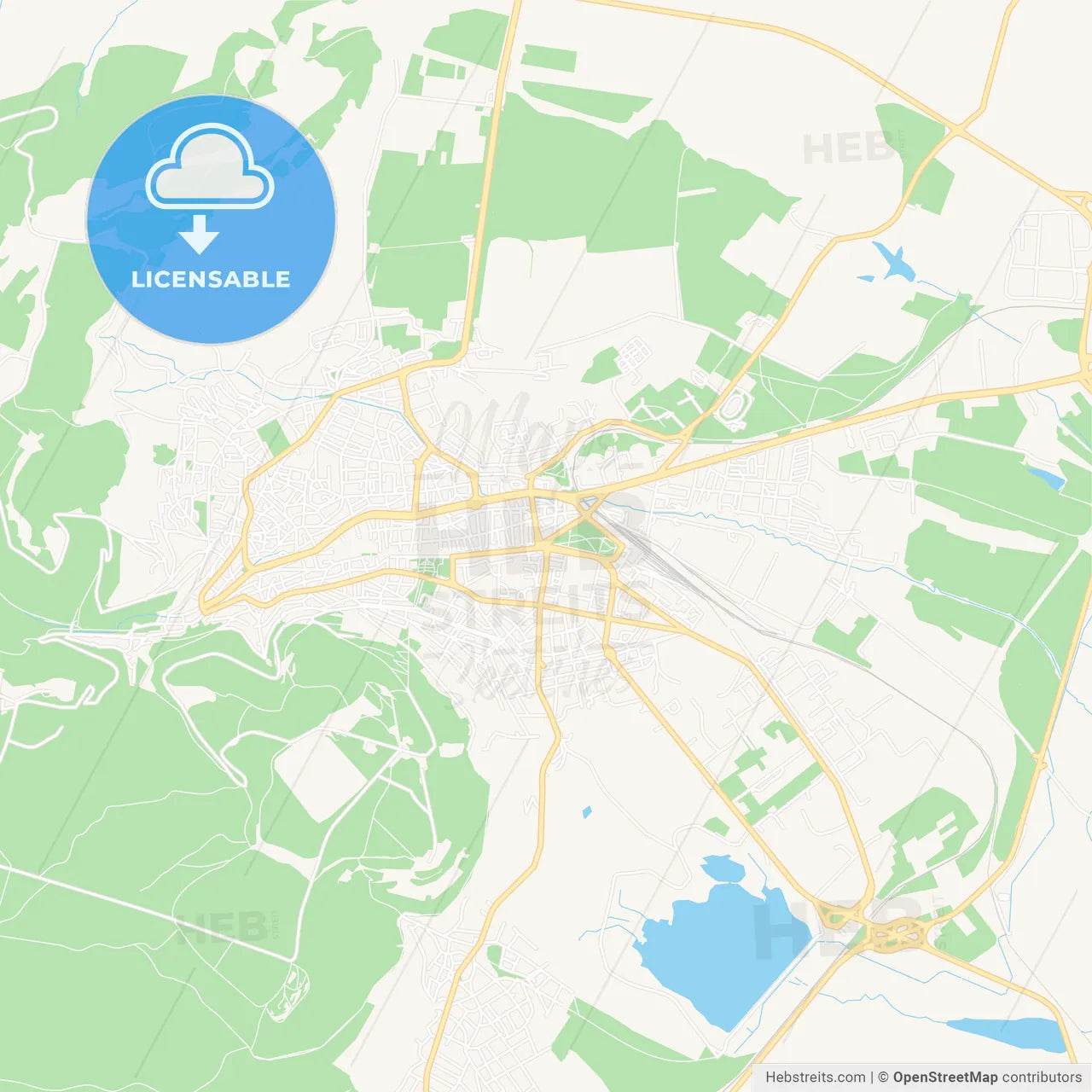 Shumen, Bulgaria Vector Map - Classic Colors