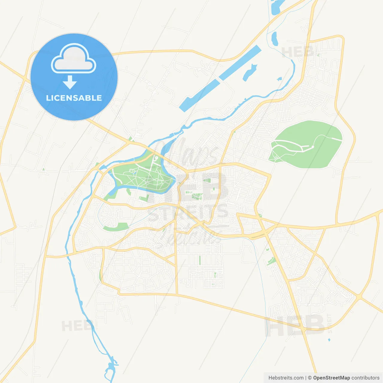 Yambol, Bulgaria Vector Map - Classic Colors