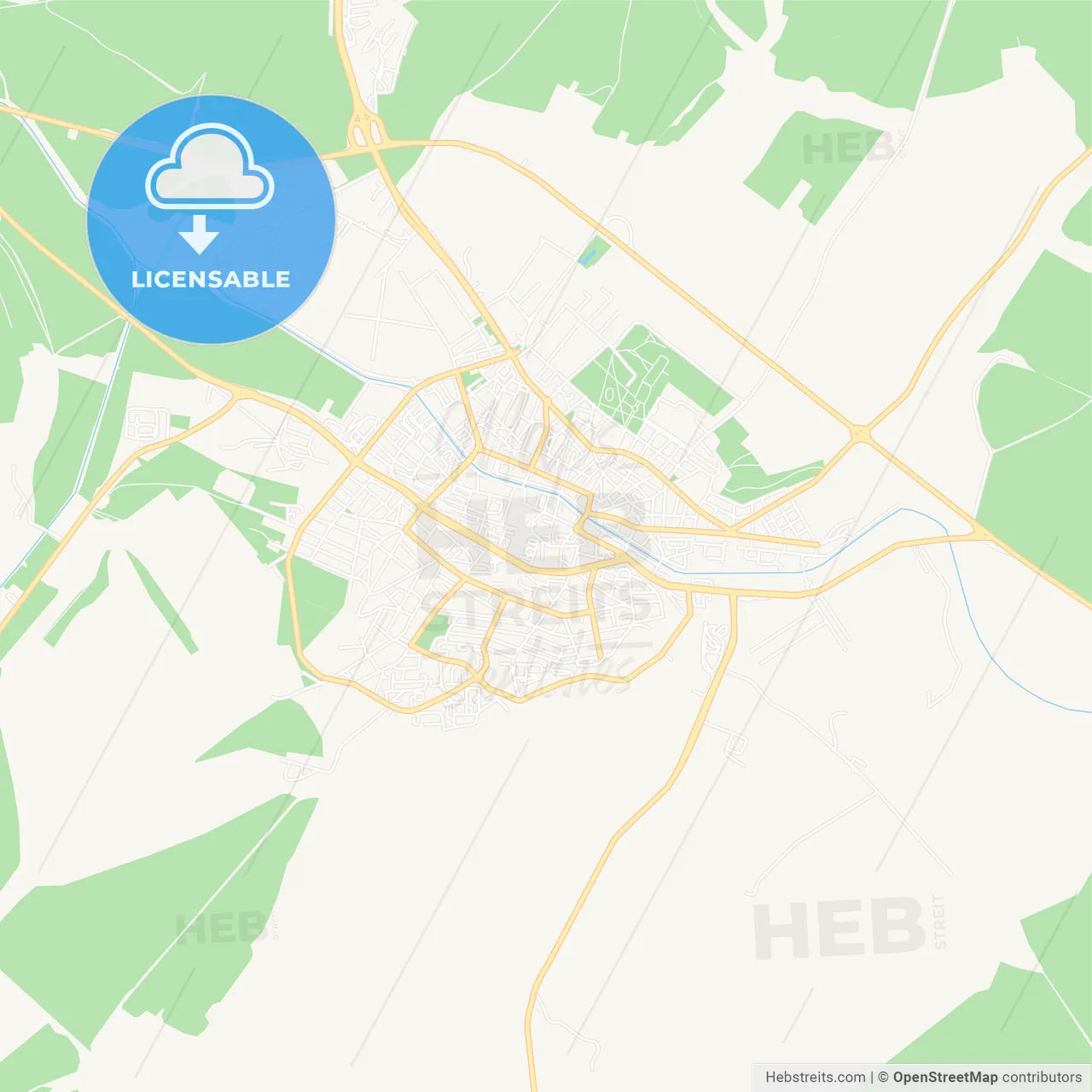 Razgrad, Bulgaria Vector Map - Classic Colors