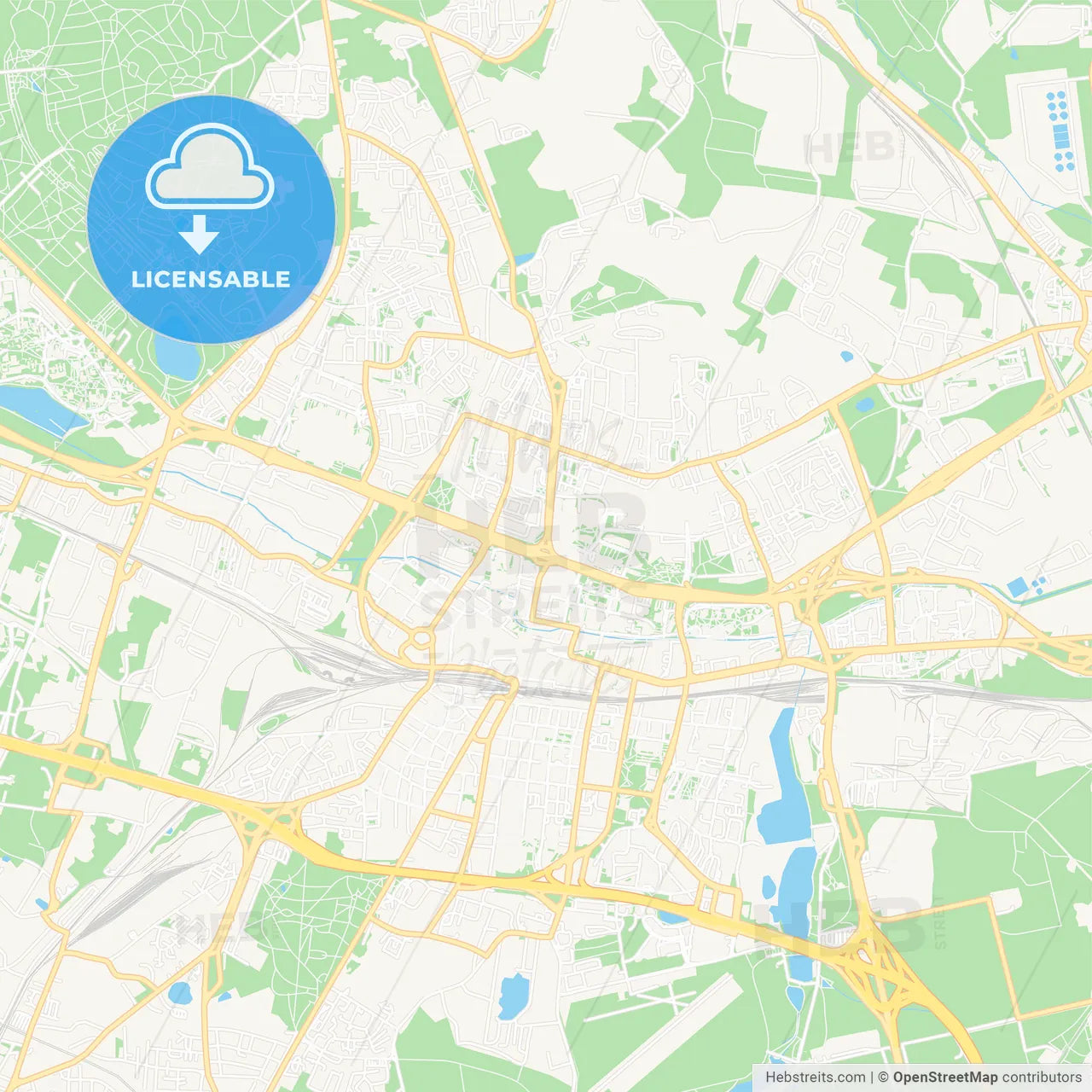 Katowice, Poland Vector Map - Classic Colors