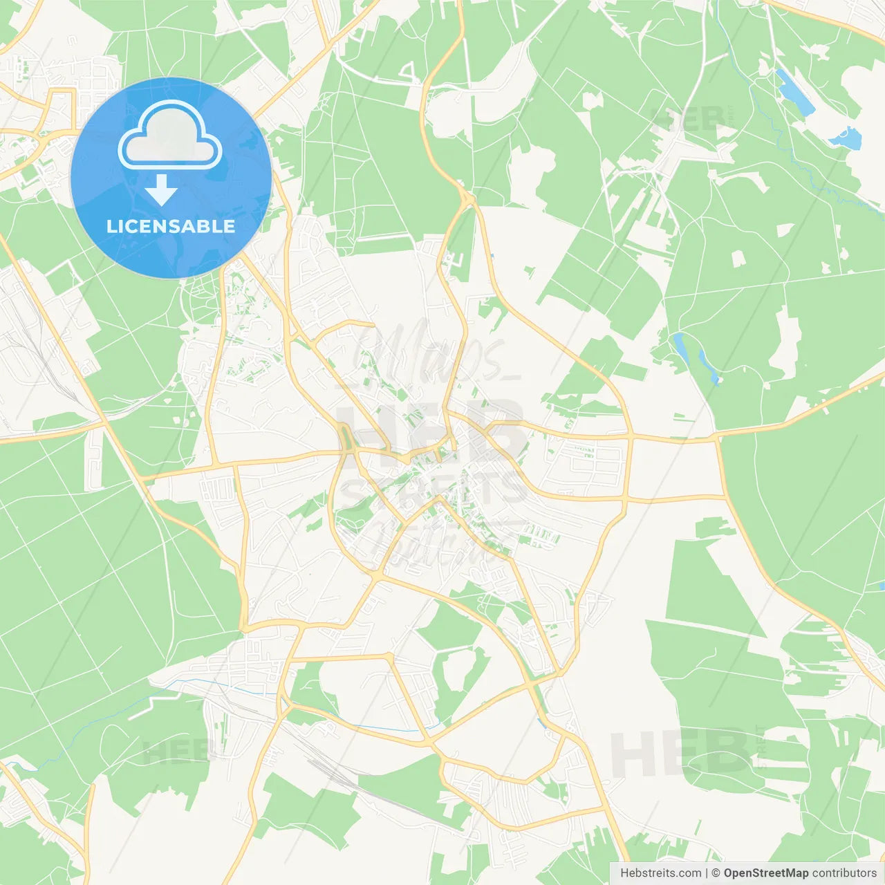 Jaworzno, Poland Vector Map - Classic Colors