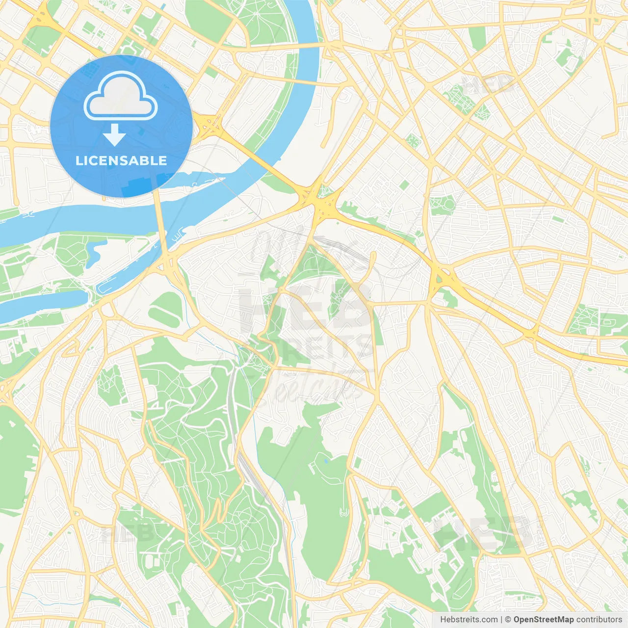 Belgrade, Serbia Vector Map - Classic Colors