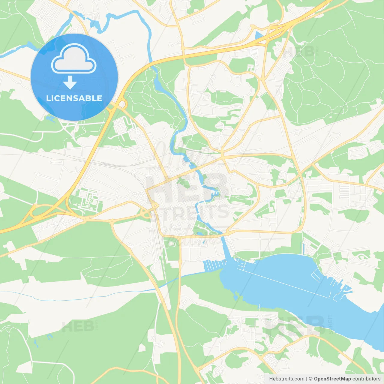 Nykoping, Sweden Vector Map - Classic Colors