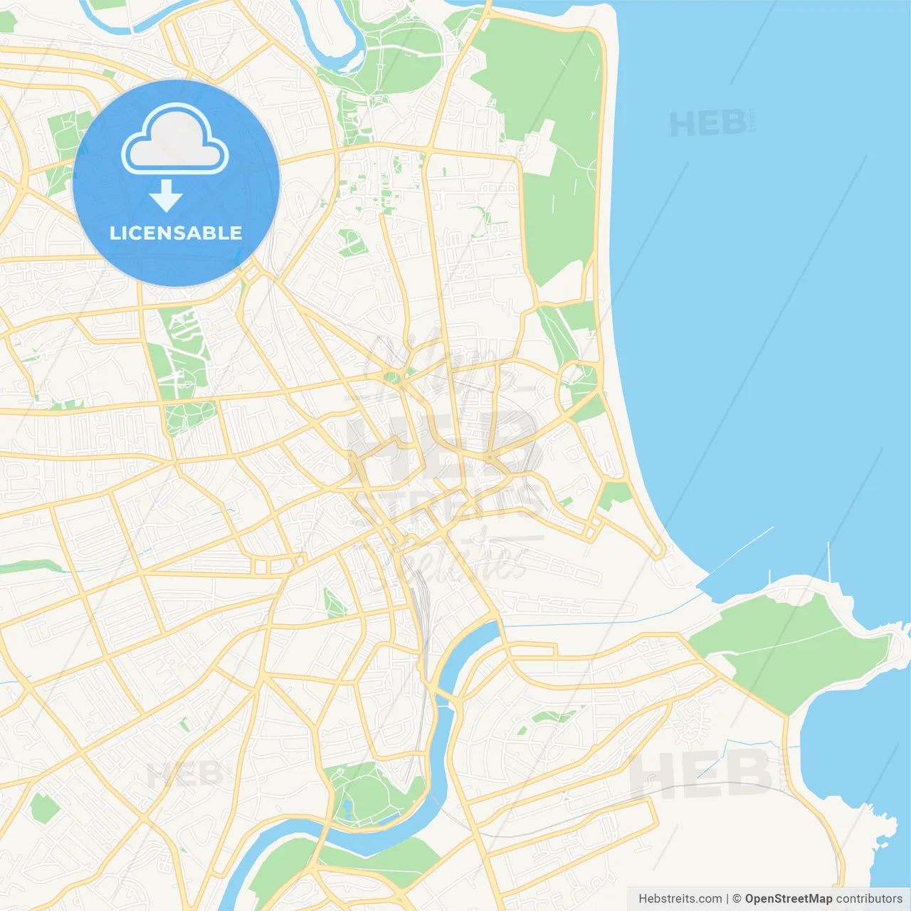 Aberdeen, Scotland Vector Map - Classic Colors