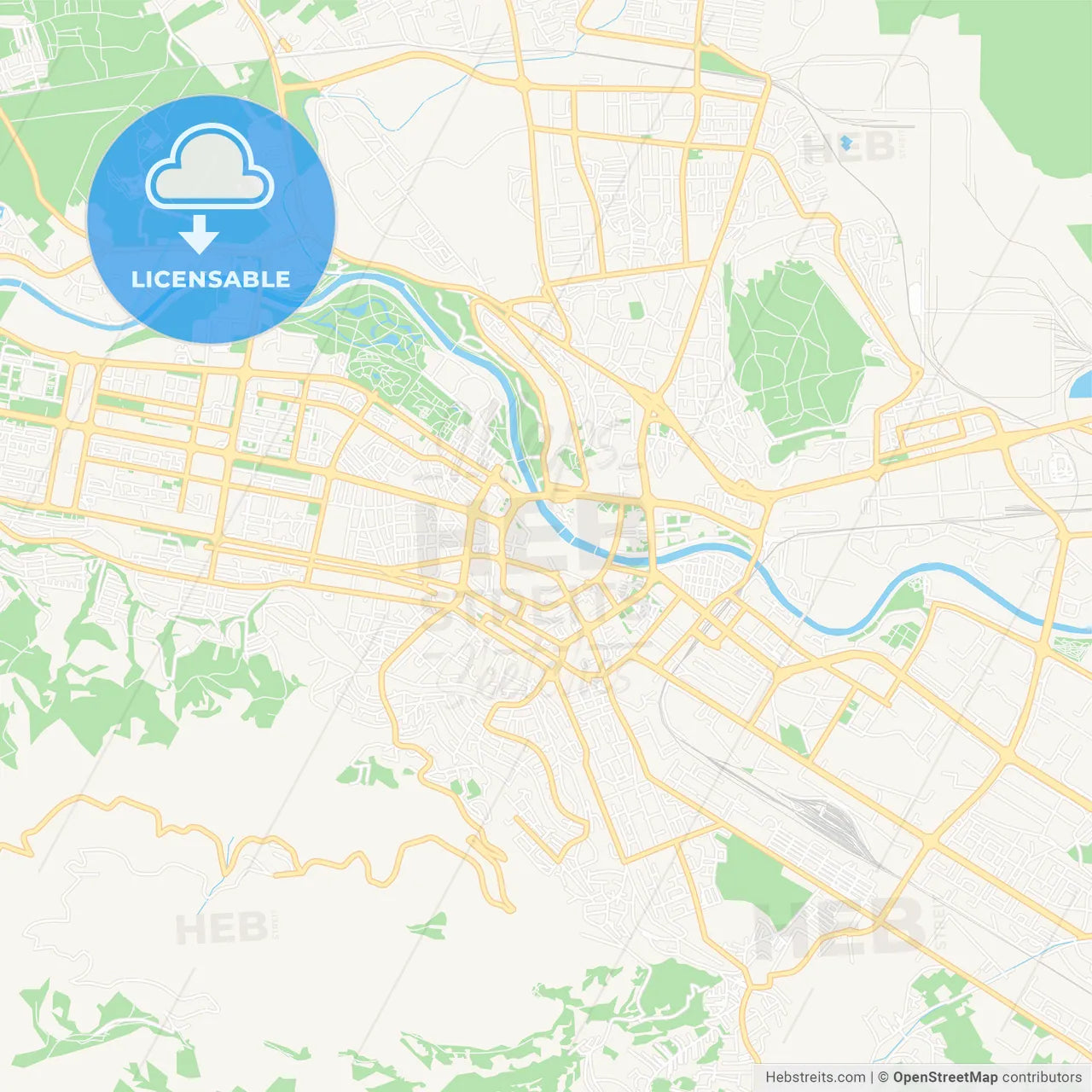 Skopje, Macedonia Vector Map - Classic Colors