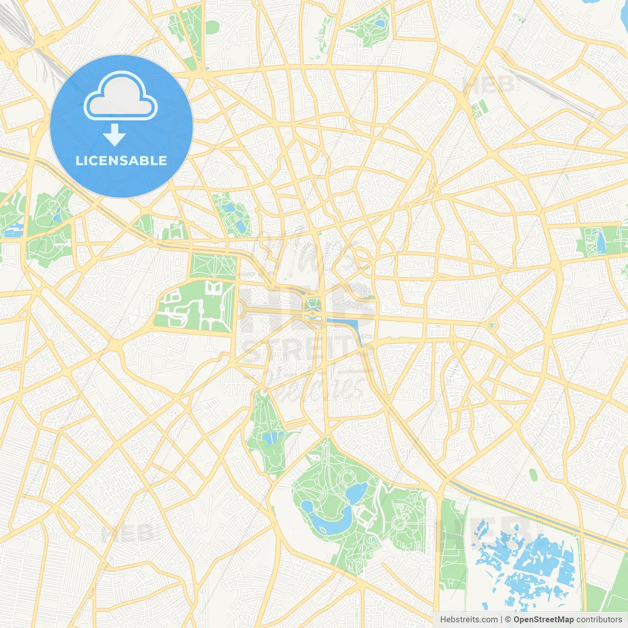 Bucharest, Romania Vector Map - Classic Colors