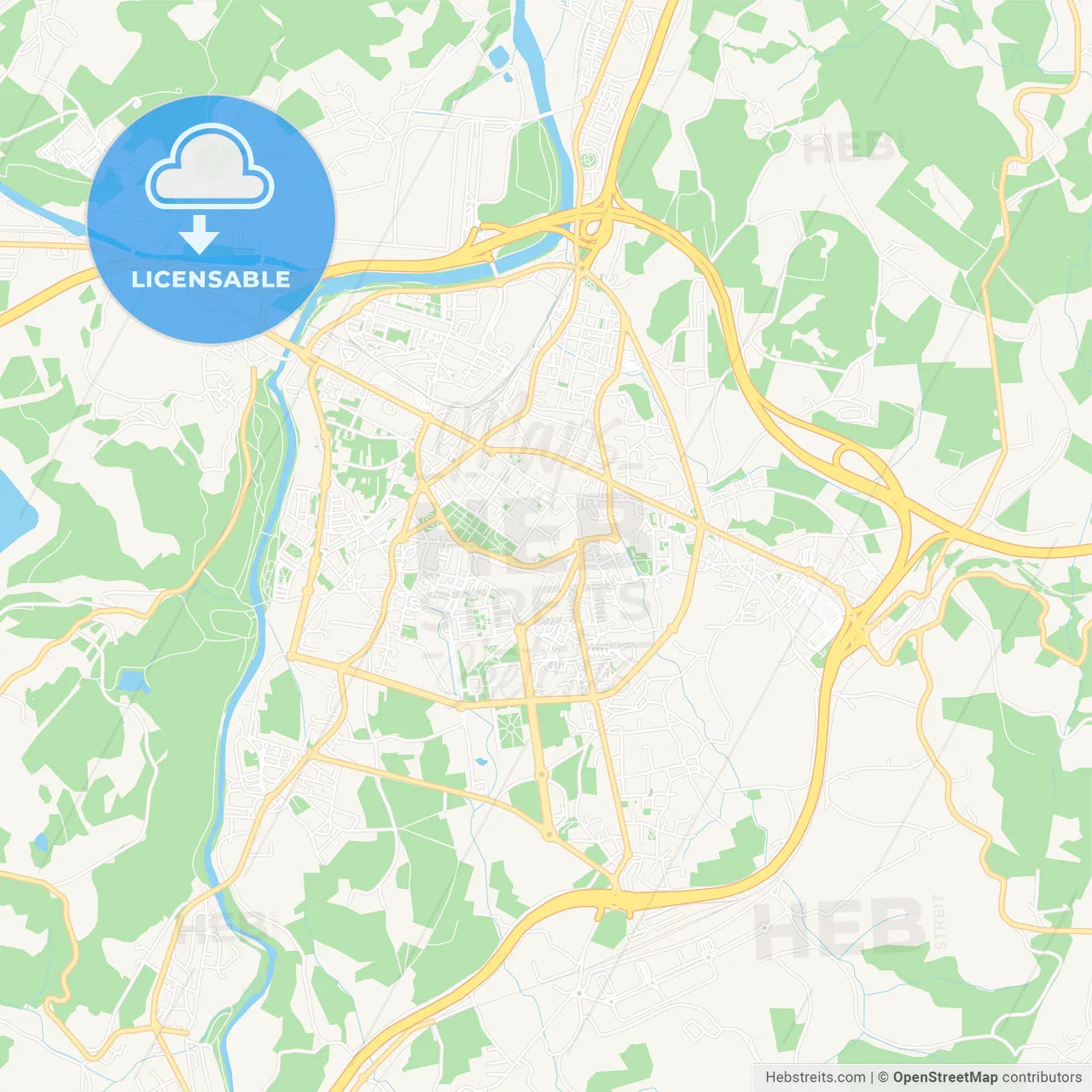 Torrelavega, Spain Vector Map - Classic Colors