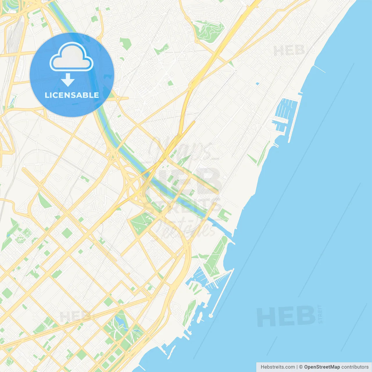 Sant Adria de Besos, Spain Vector Map - Classic Colors