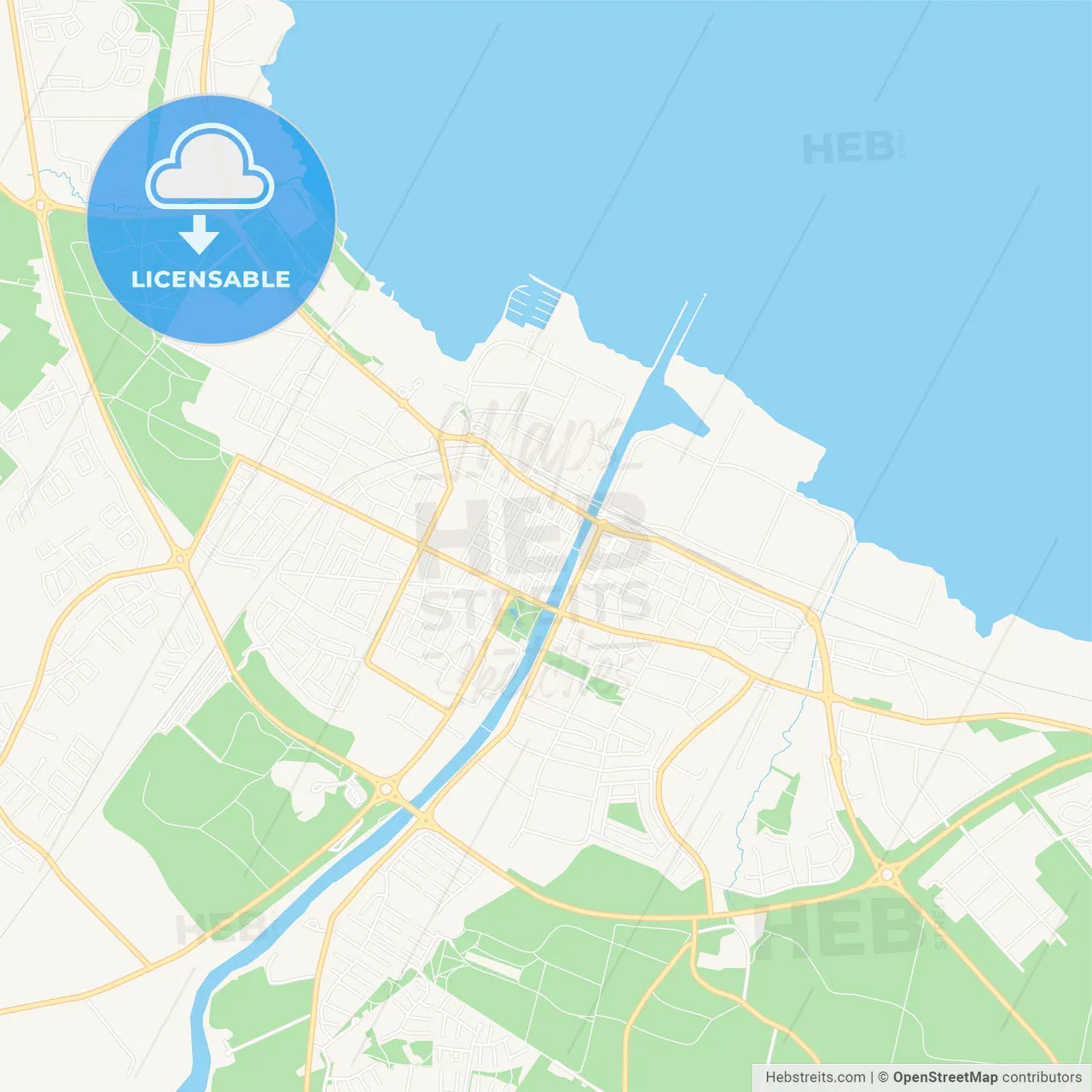 Lidkoping, Sweden Vector Map - Classic Colors