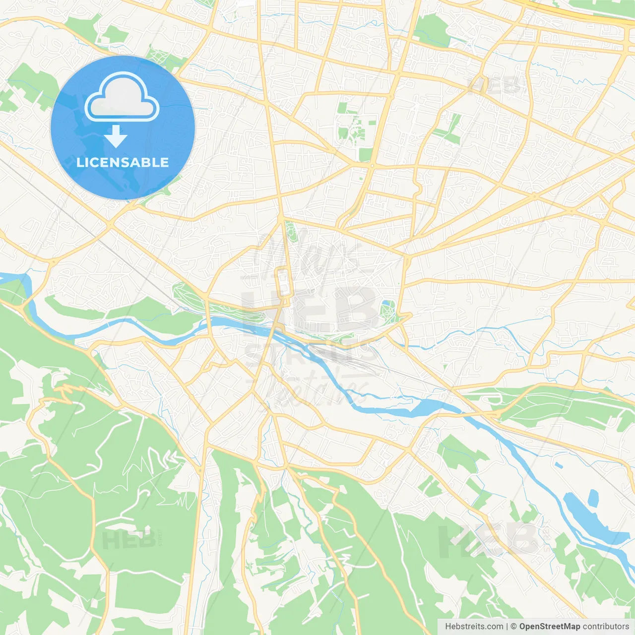 Pau, France Vector Map - Classic Colors