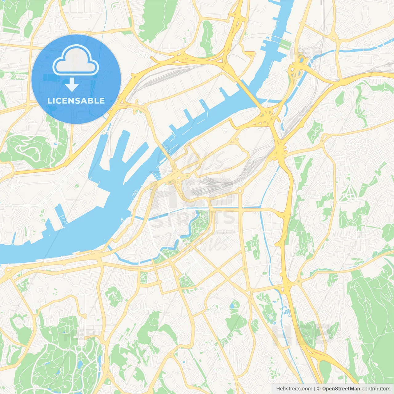 Gothenburg, Sweden Vector Map - Classic Colors