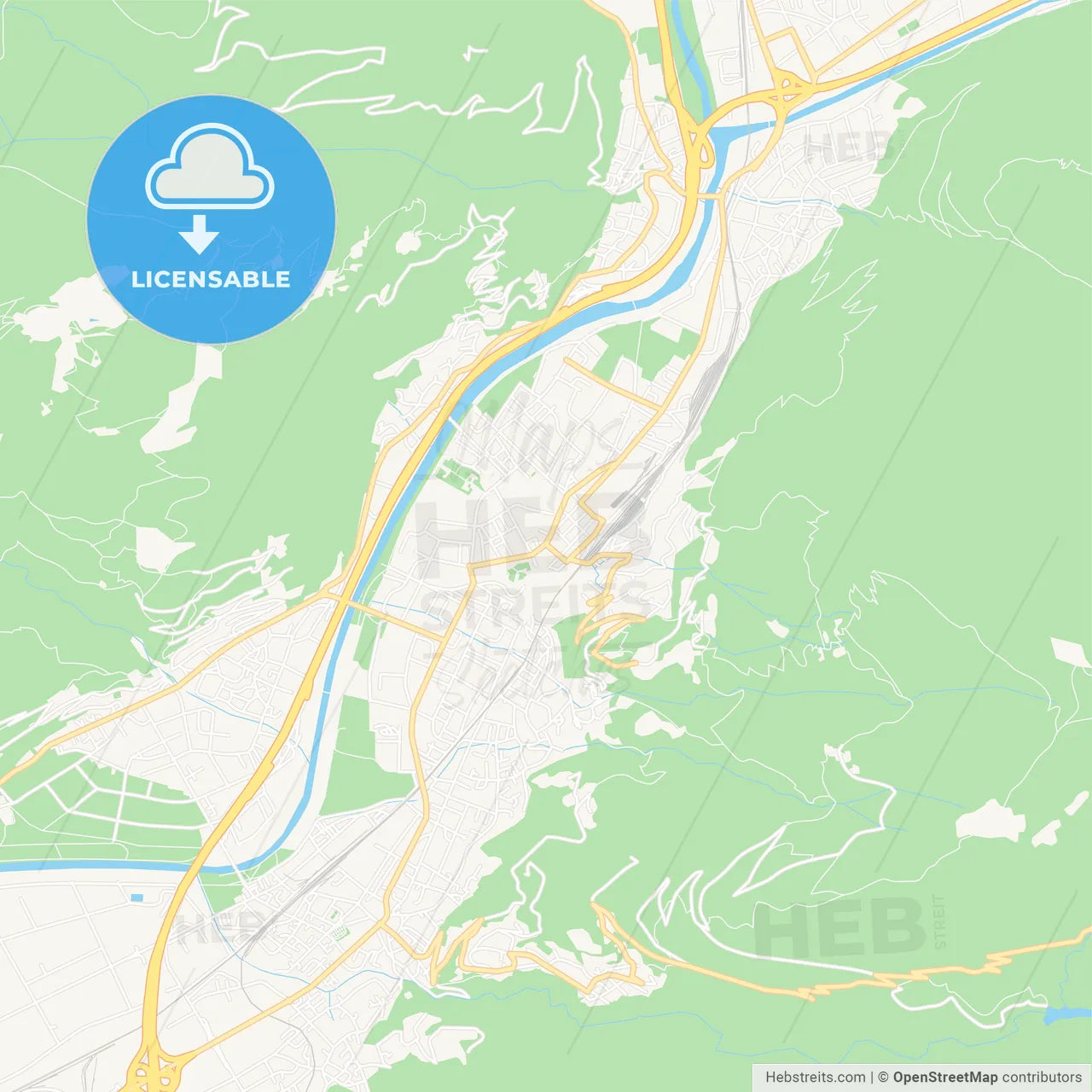 Bellinzona, Switzerland Vector Map - Classic Colors