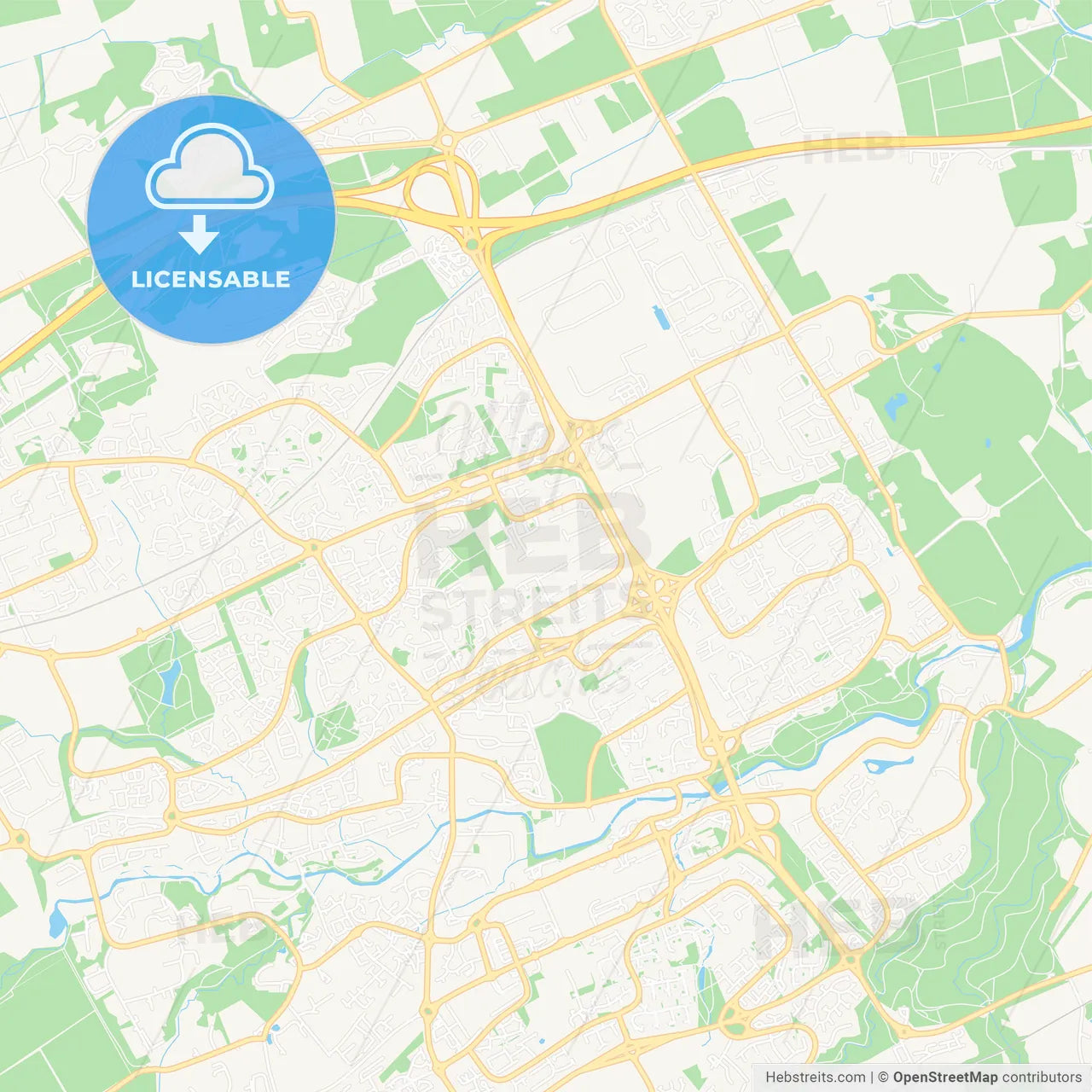 Livingston, Scotland Vector Map - Classic Colors