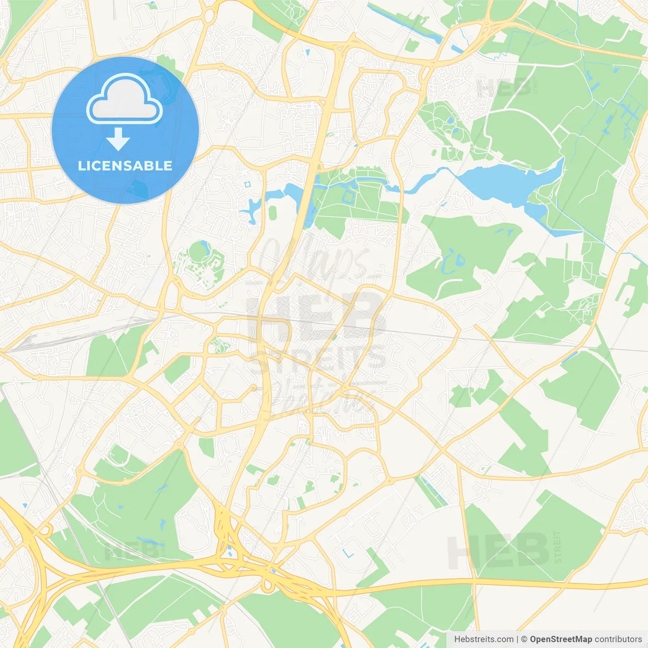 Villeneuve-d Ascq, France Vector Map - Classic Colors