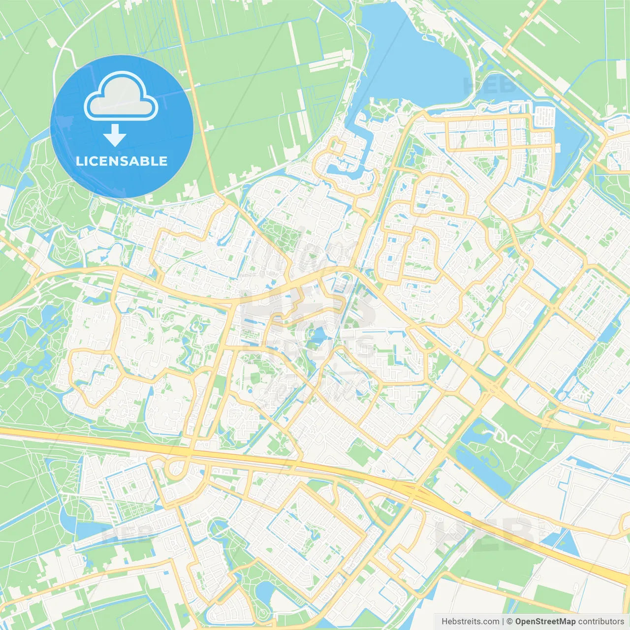 Zoetermeer, Netherlands Vector Map - Classic Colors