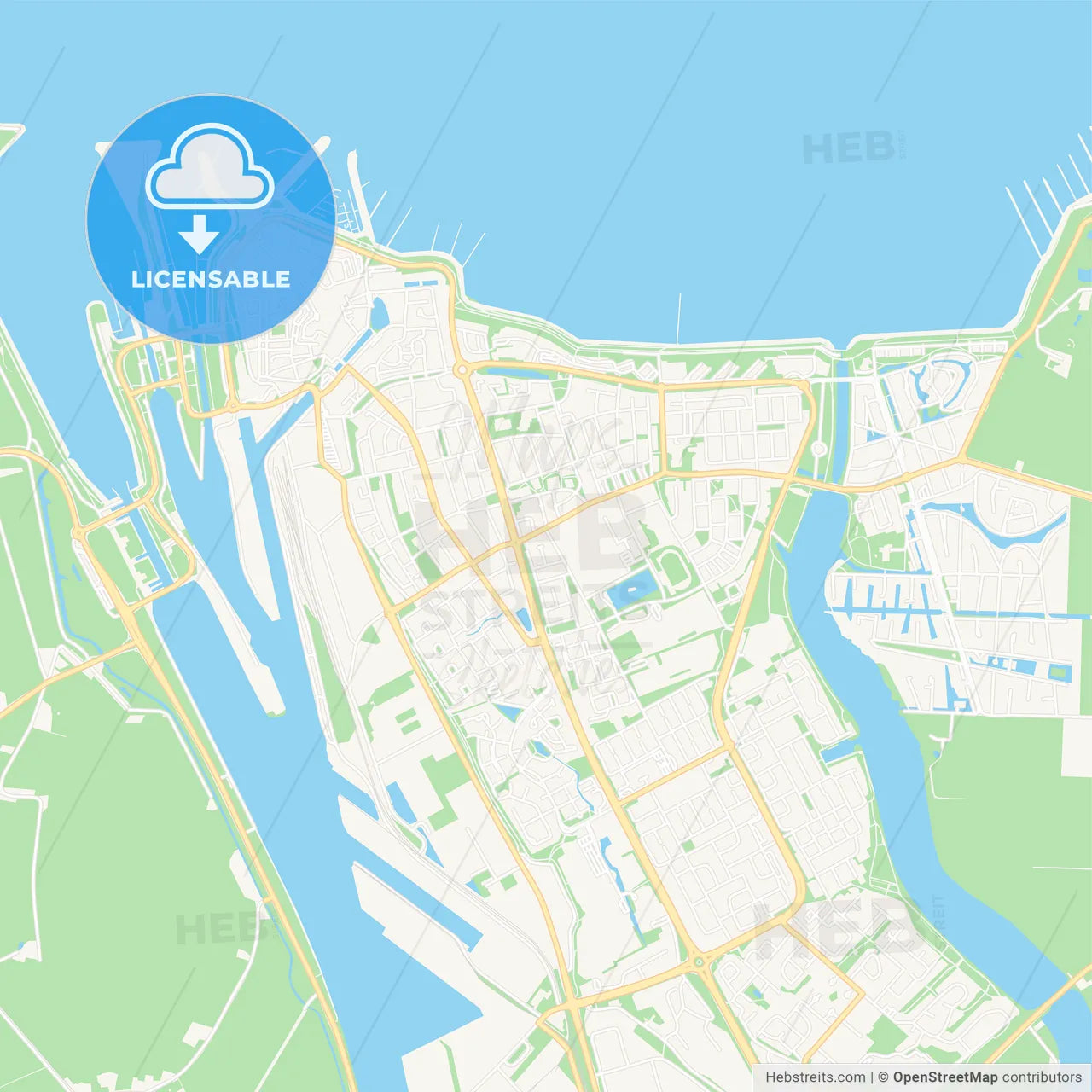 Terneuzen, Netherlands Vector Map - Classic Colors