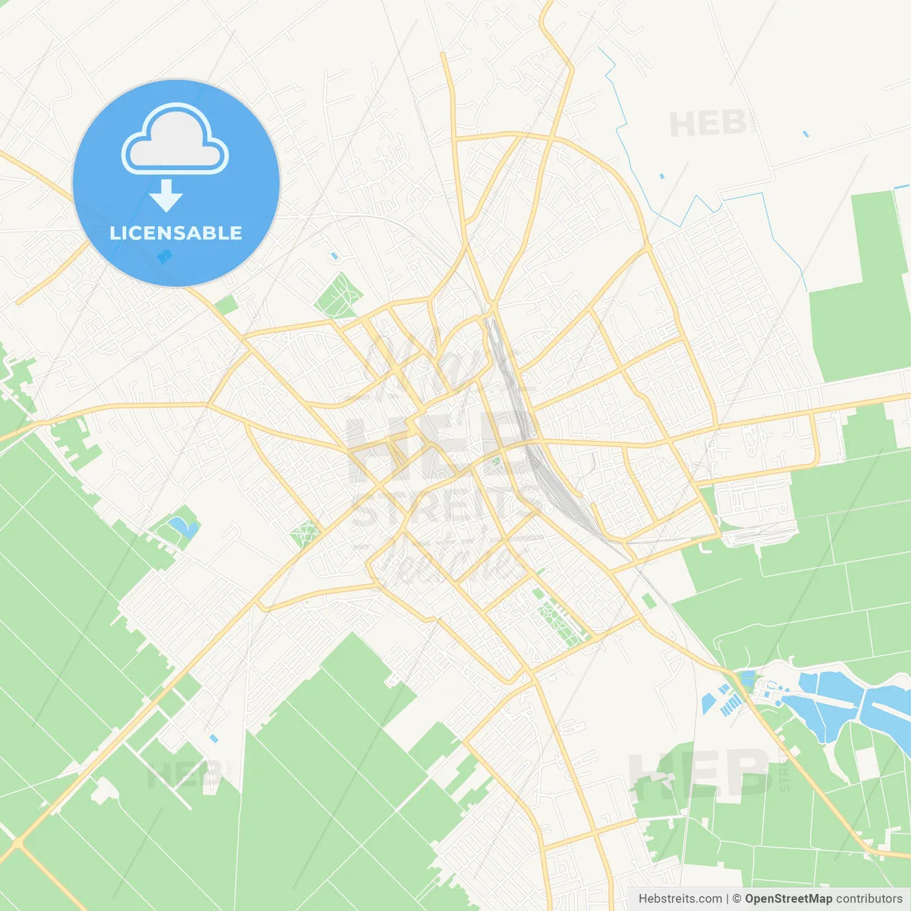 Subotica, Serbia Vector Map - Classic Colors