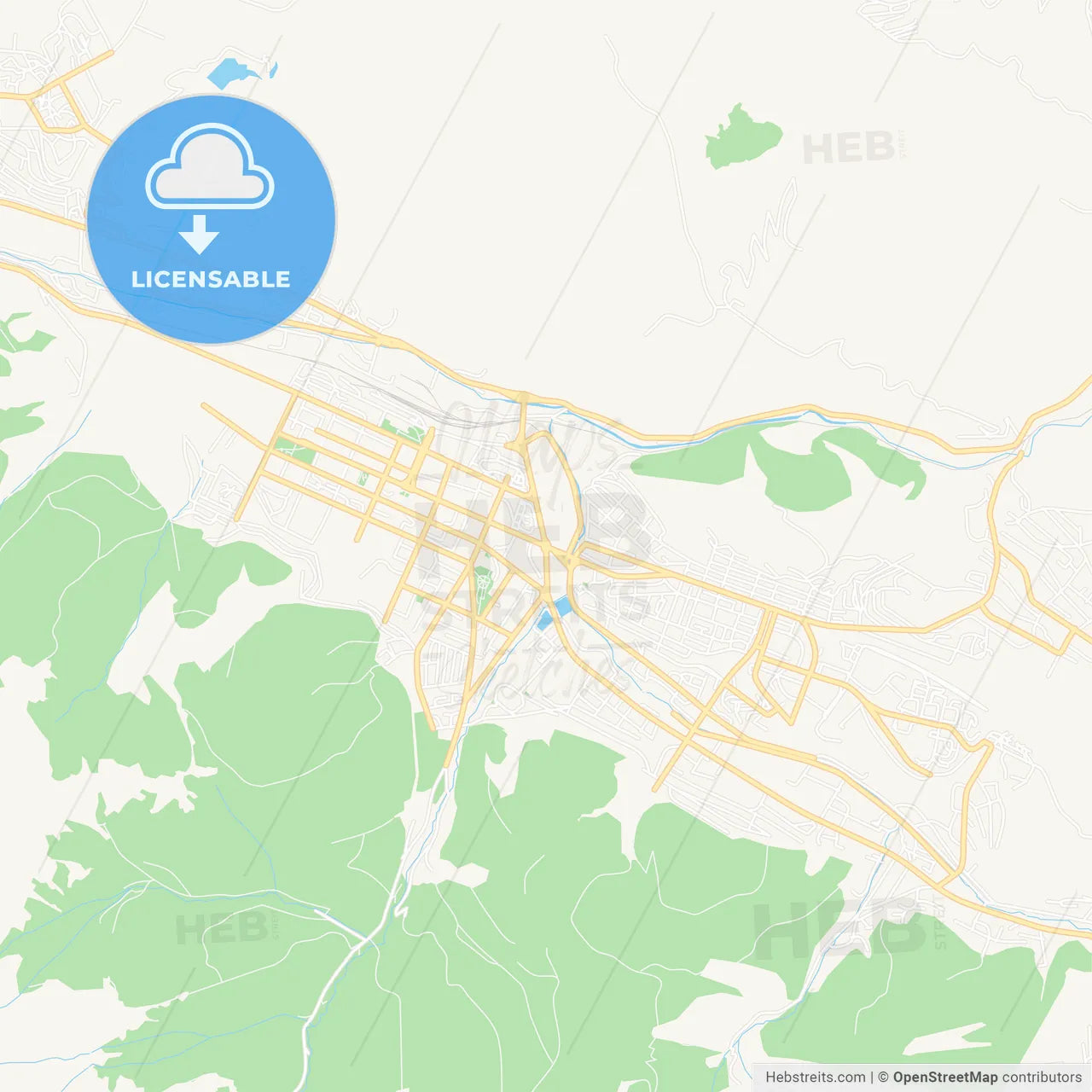 Vanadzor, Armenia Vector Map - Classic Colors