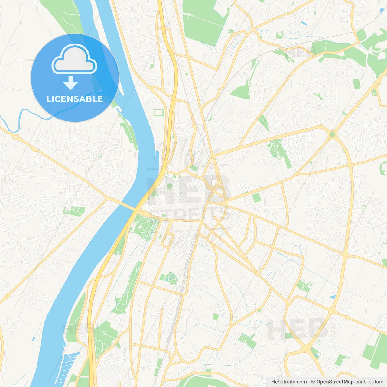 Valence, France Vector Map - Classic Colors