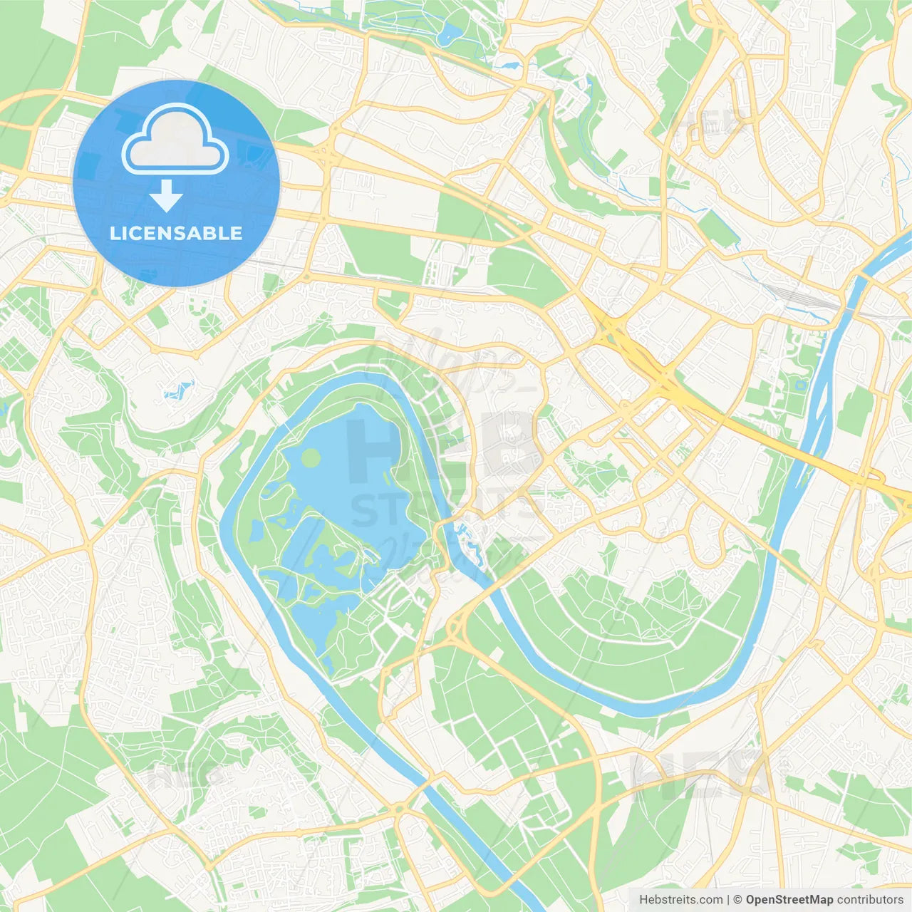 Cergy, France Vector Map - Classic Colors