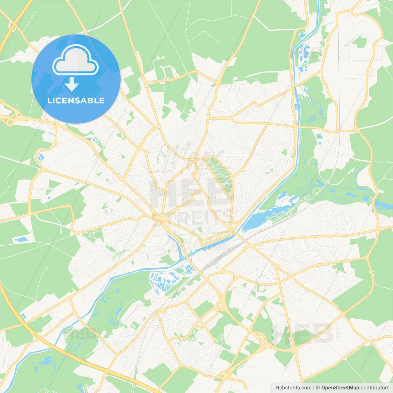 Saint-Quentin, France Vector Map - Classic Colors