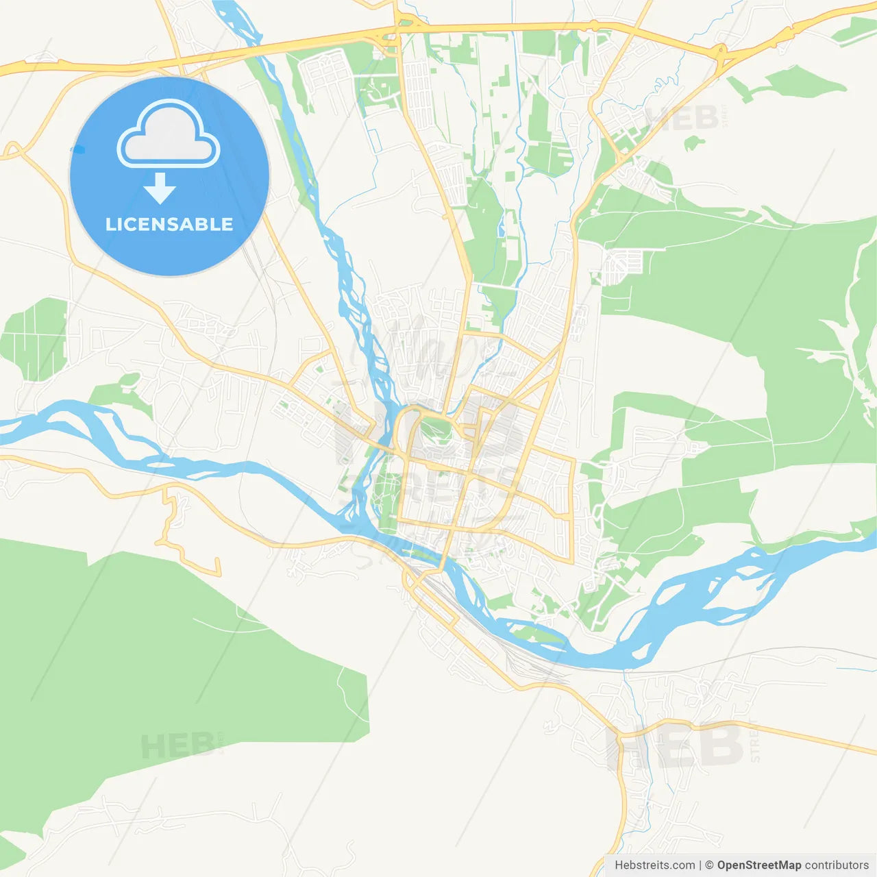 Gori, Georgia Vector Map - Classic Colors