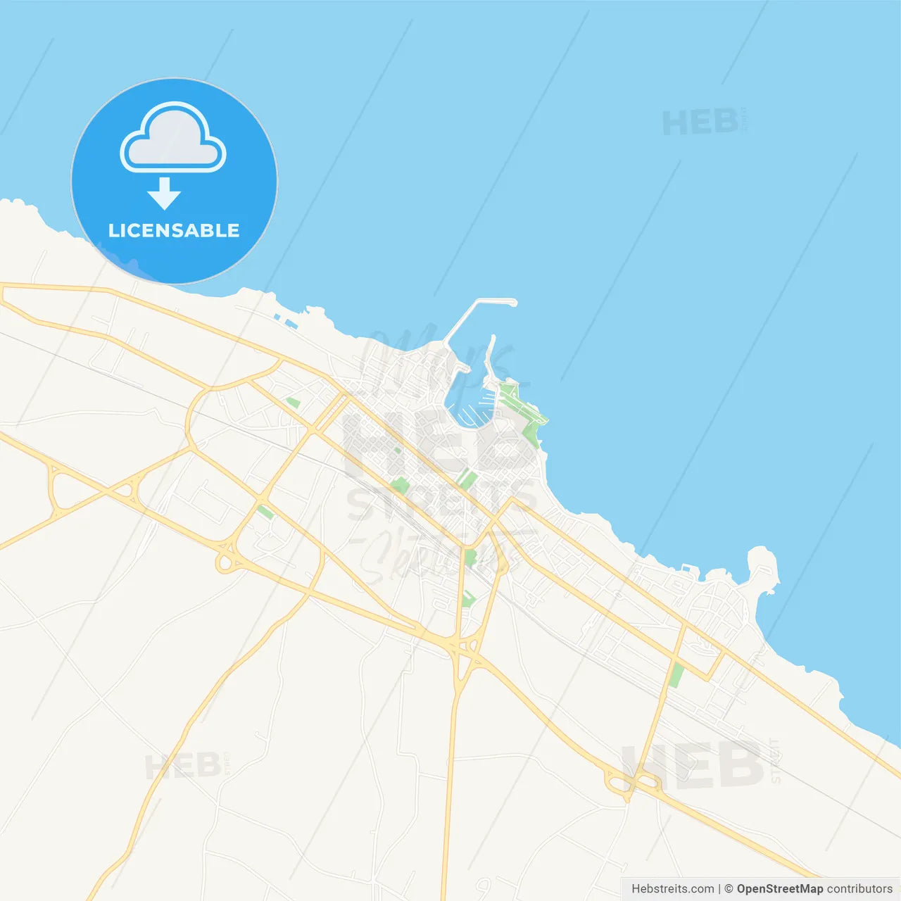 Trani, Italy Vector Map - Classic Colors