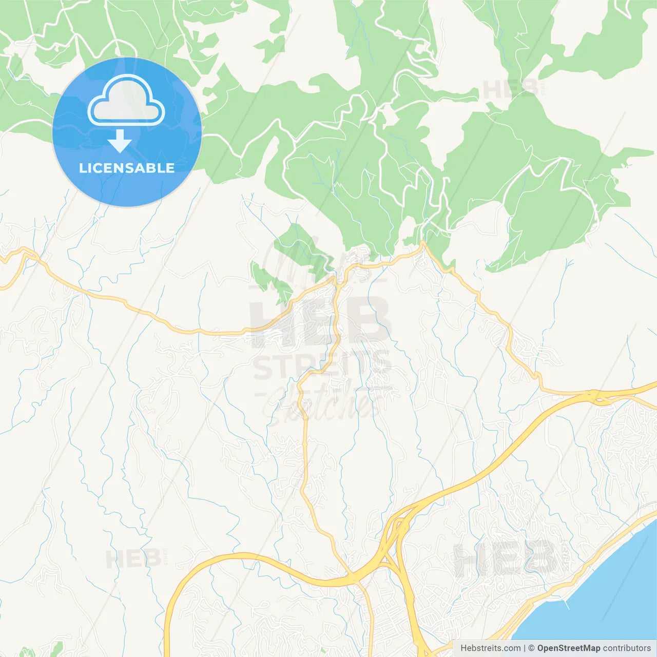 Mijas, Spain Vector Map - Classic Colors