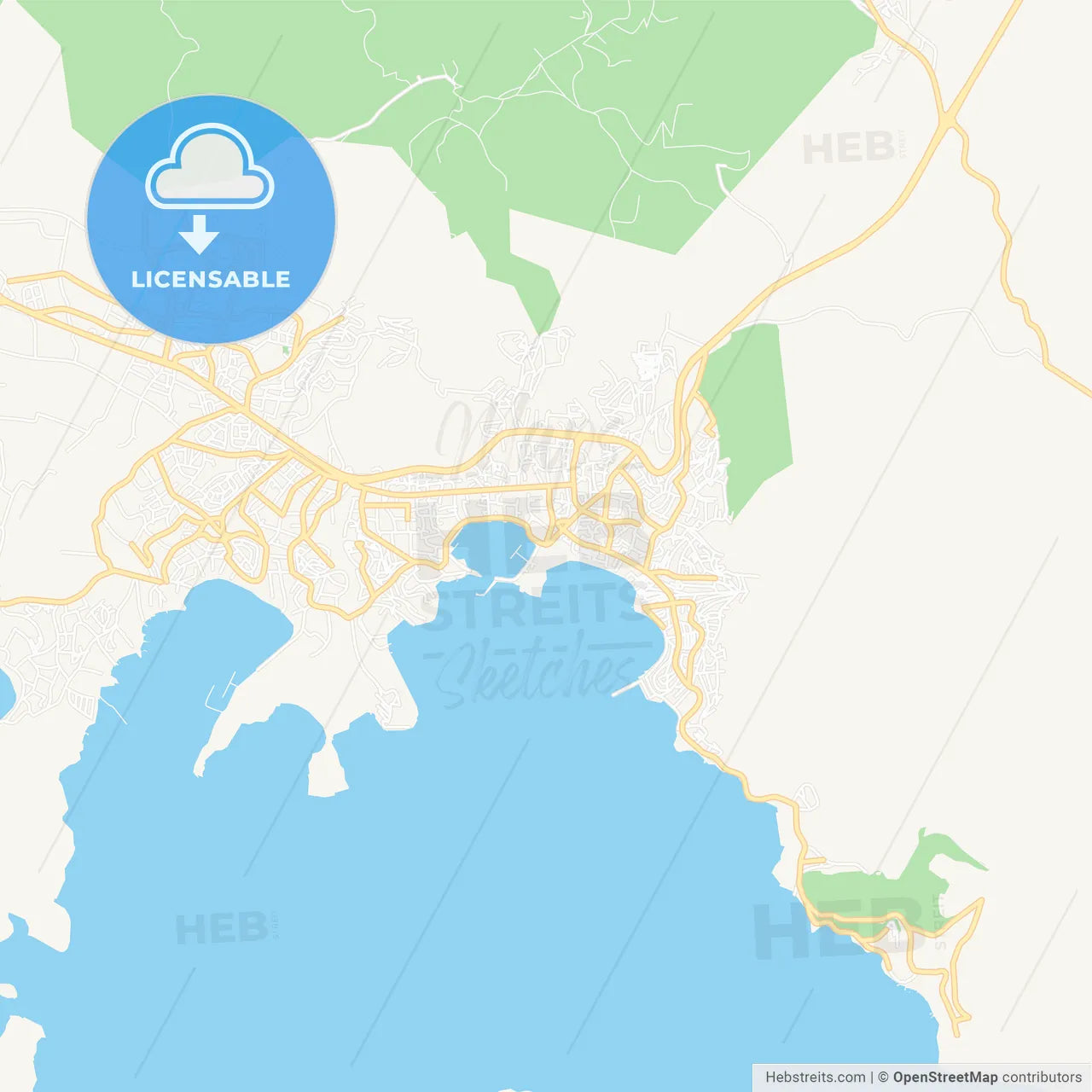 Bodrum, Turkey Vector Map - Classic Colors
