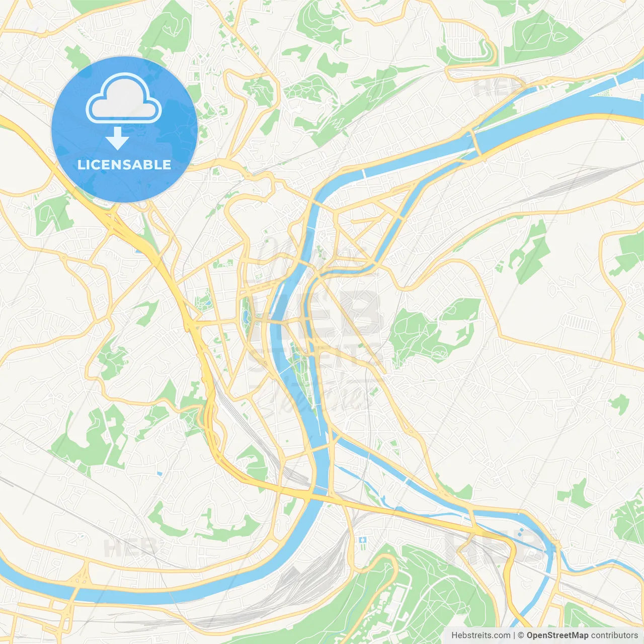 Liege , Belgium Vector Map - Classic Colors