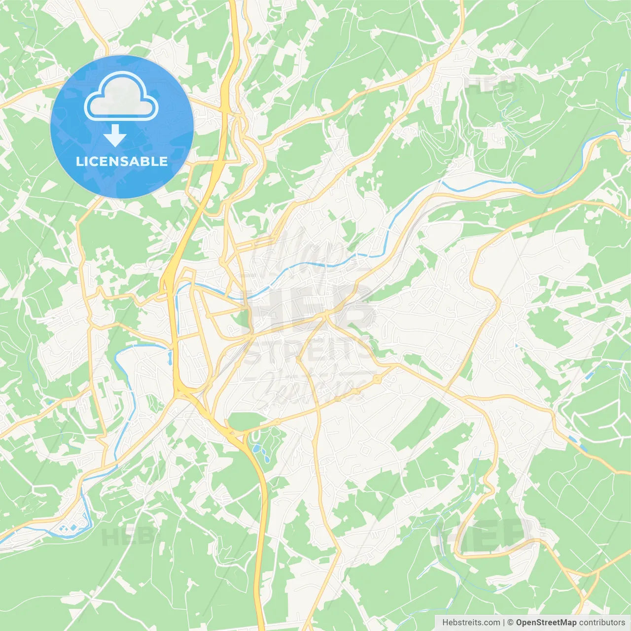 Verviers, Belgium Vector Map - Classic Colors