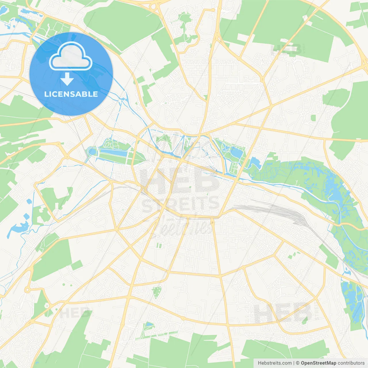 Amiens, France Vector Map - Classic Colors