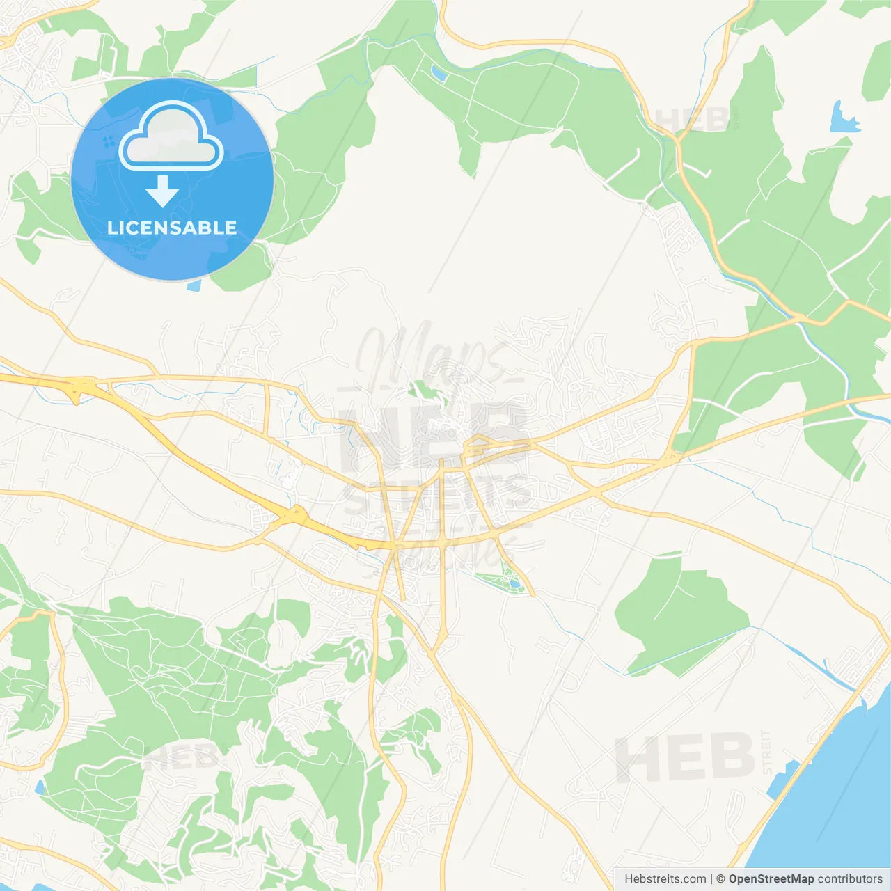 Hyeres, France Vector Map - Classic Colors