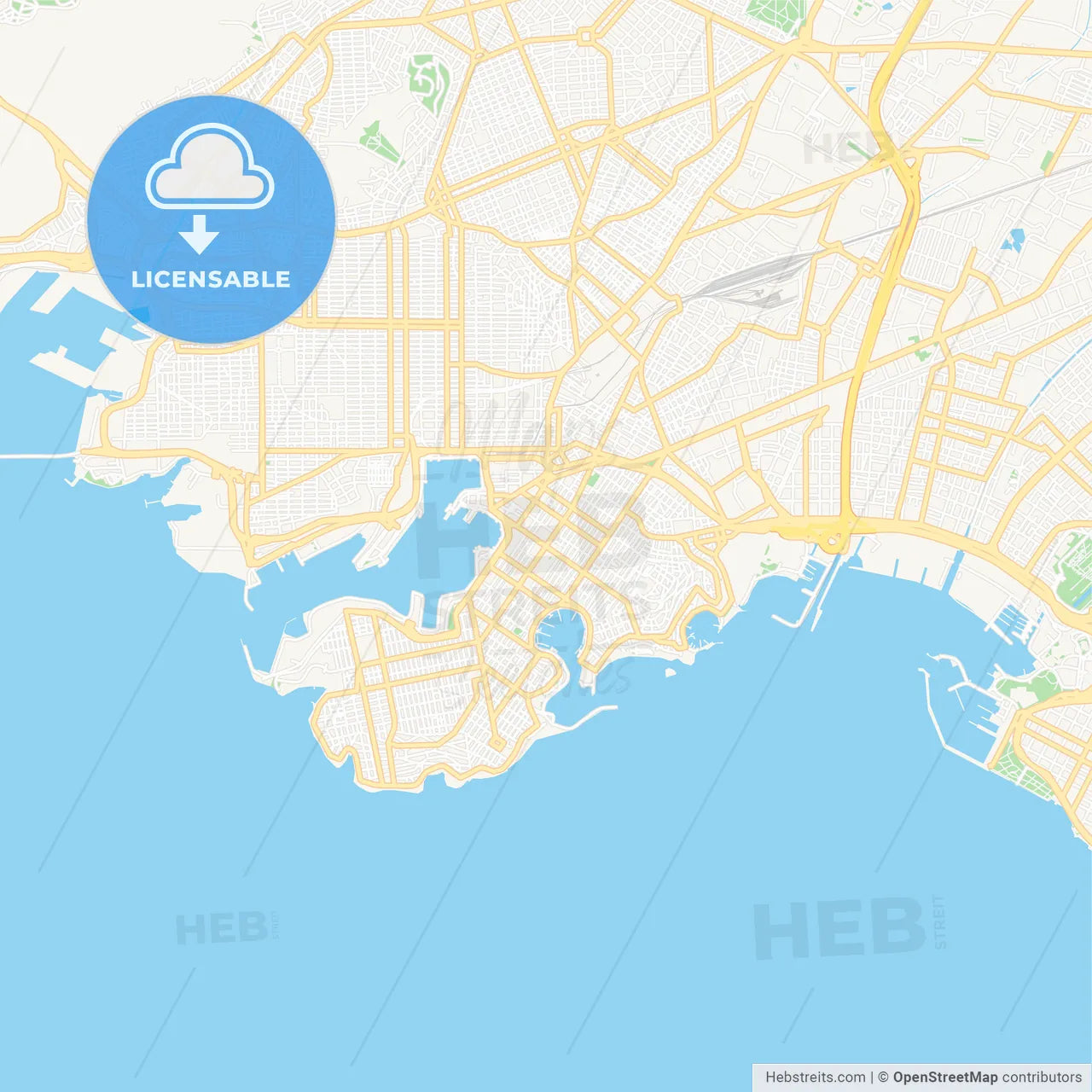 Piraeus, Greece Vector Map - Classic Colors