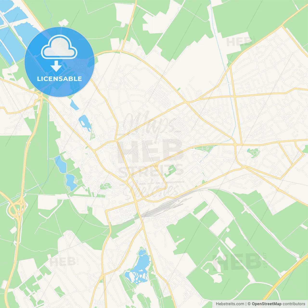 Szekesfehervar, Hungary Vector Map - Classic Colors