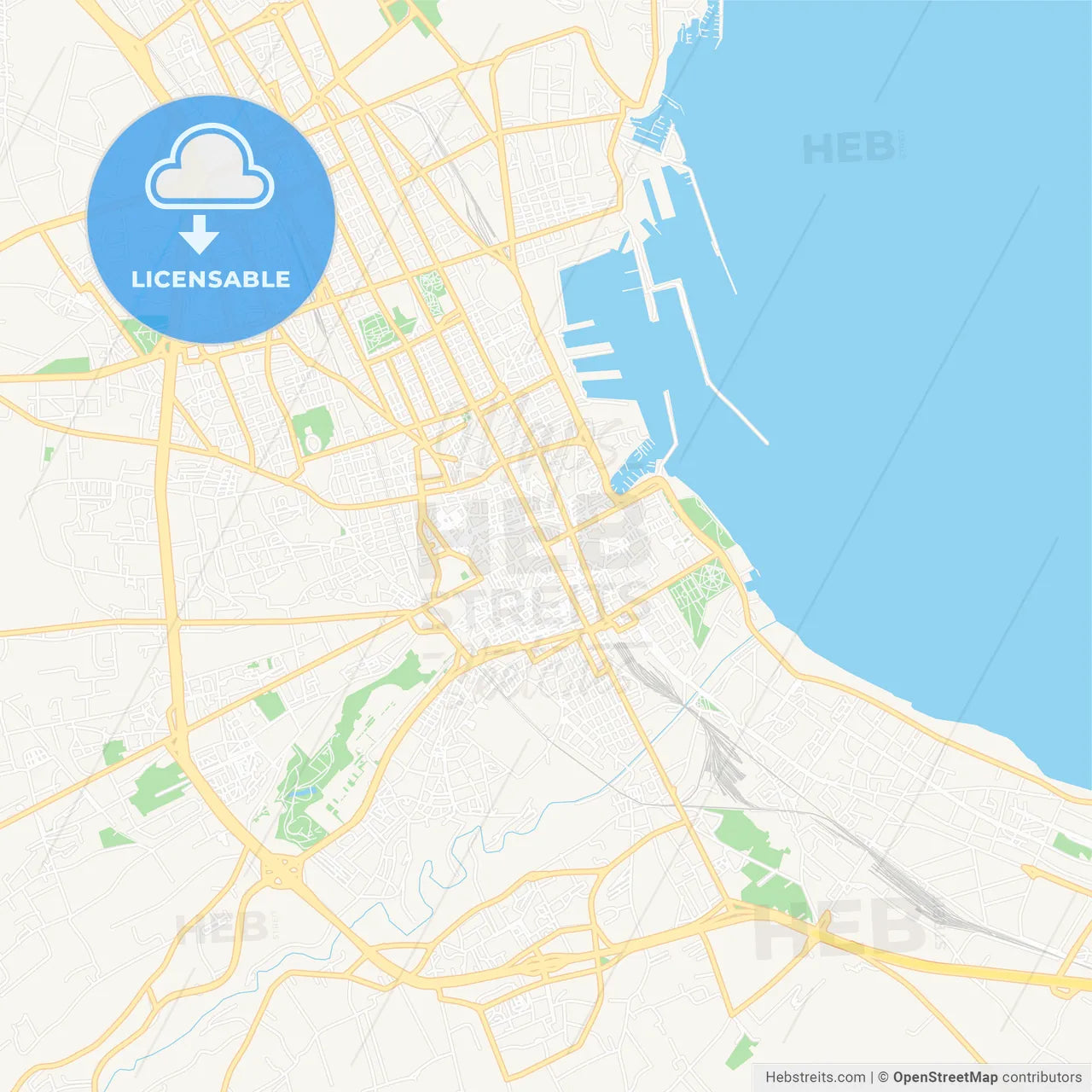 Palermo, Italy Vector Map - Classic Colors