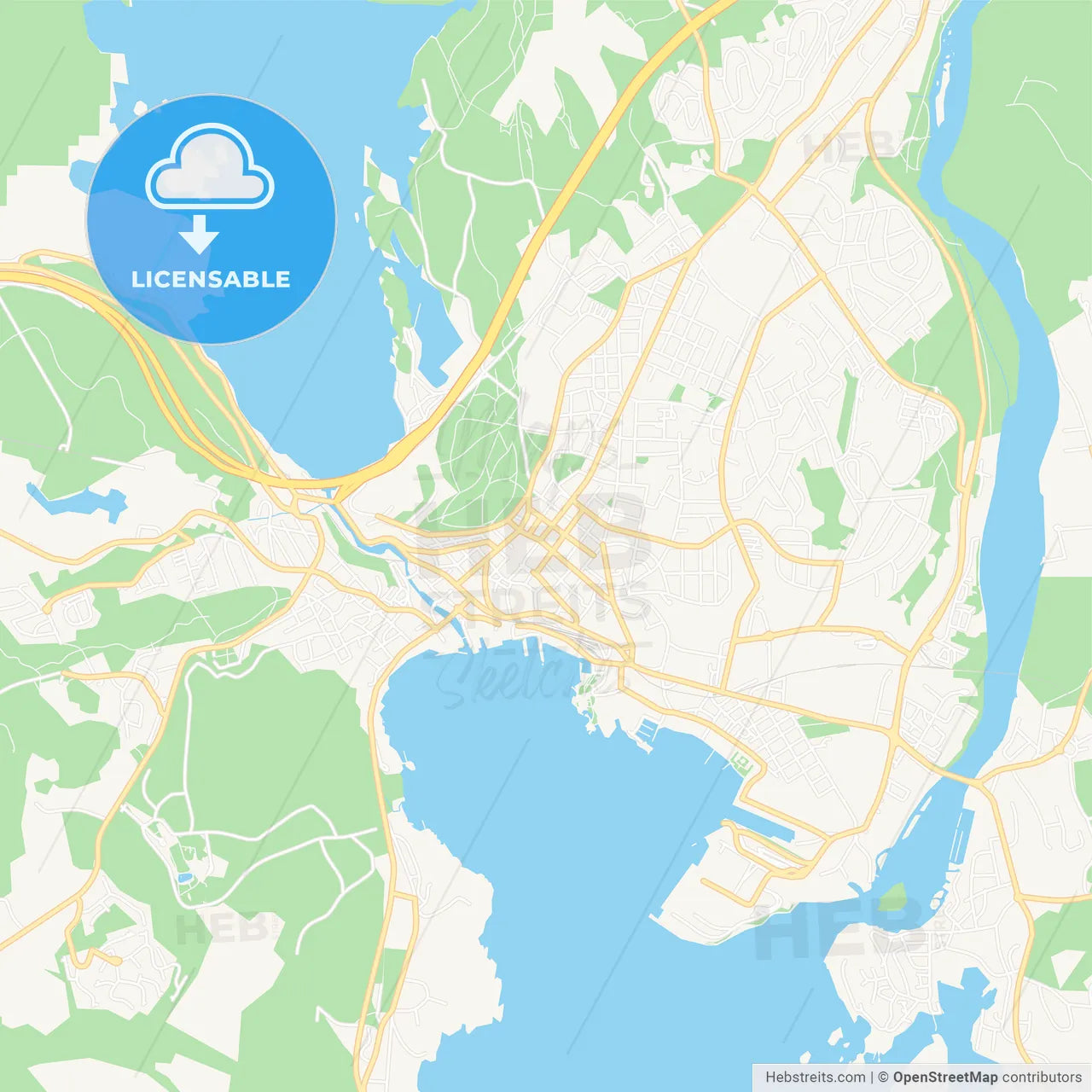 Larvik, Norway Vector Map - Classic Colors