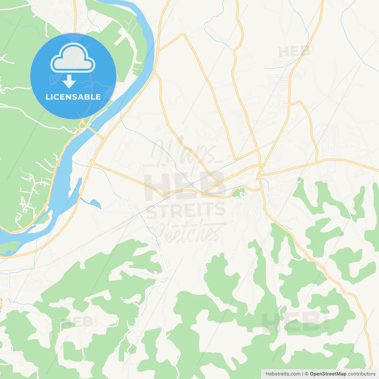 Loznica, Serbia Vector Map - Classic Colors