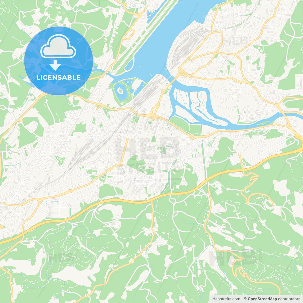 Irun, Spain Vector Map - Classic Colors