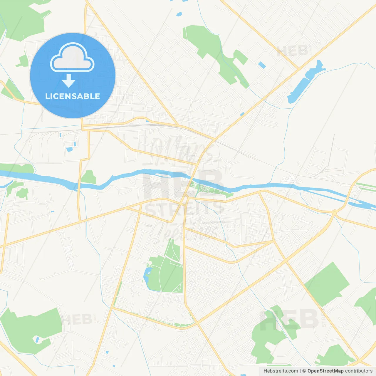 Kobryn, Belarus Vector Map - Classic Colors