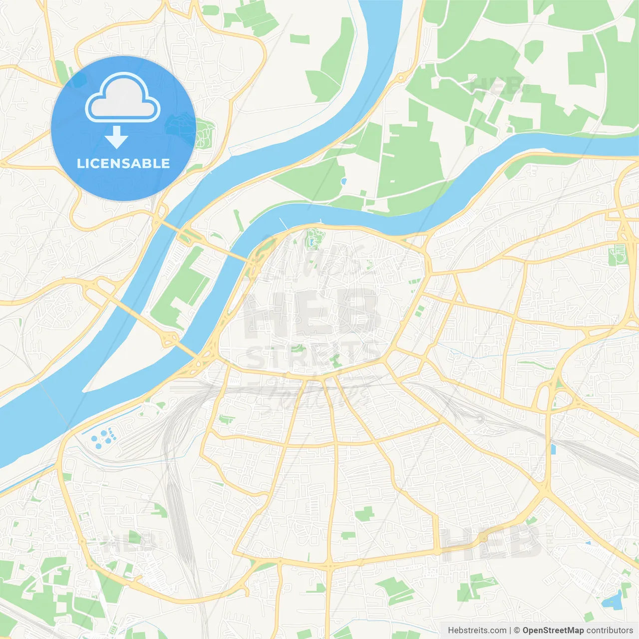 Avignon, France Vector Map - Classic Colors